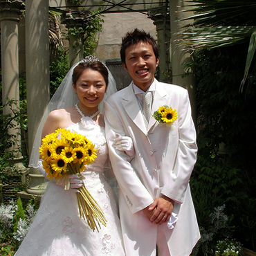 Photos selling at a wedding ceremony and a second party of a wedding